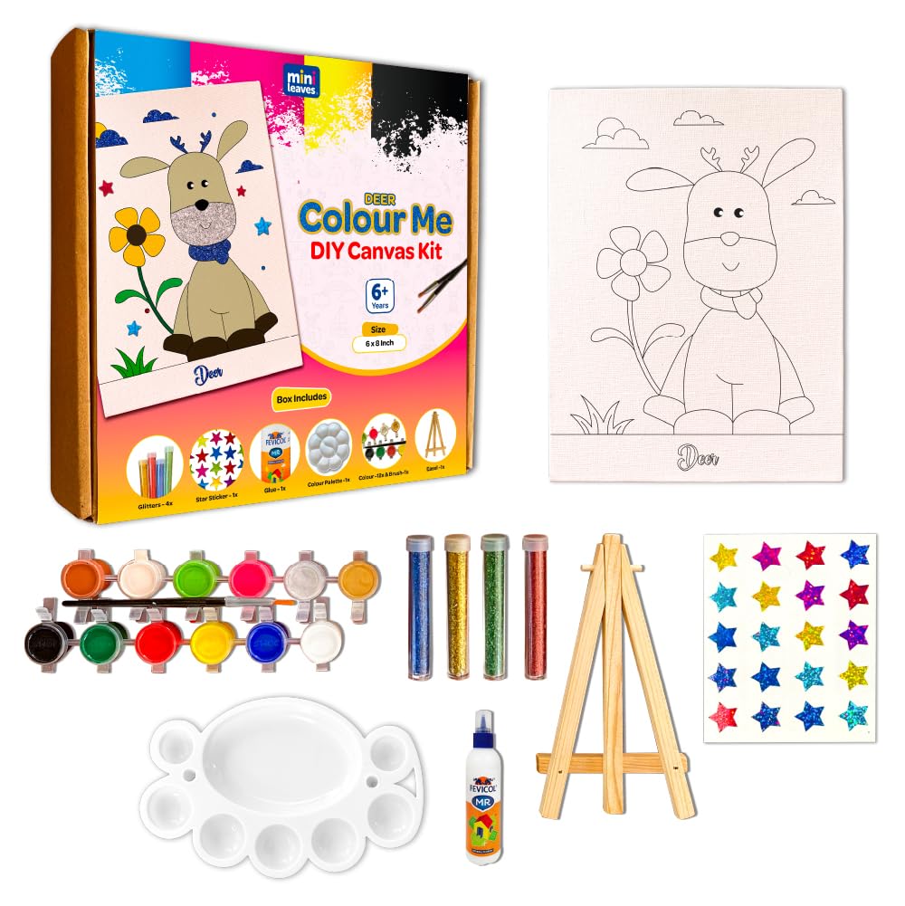 Color Me Deer DIY Canvas Art Kit for 6+ years