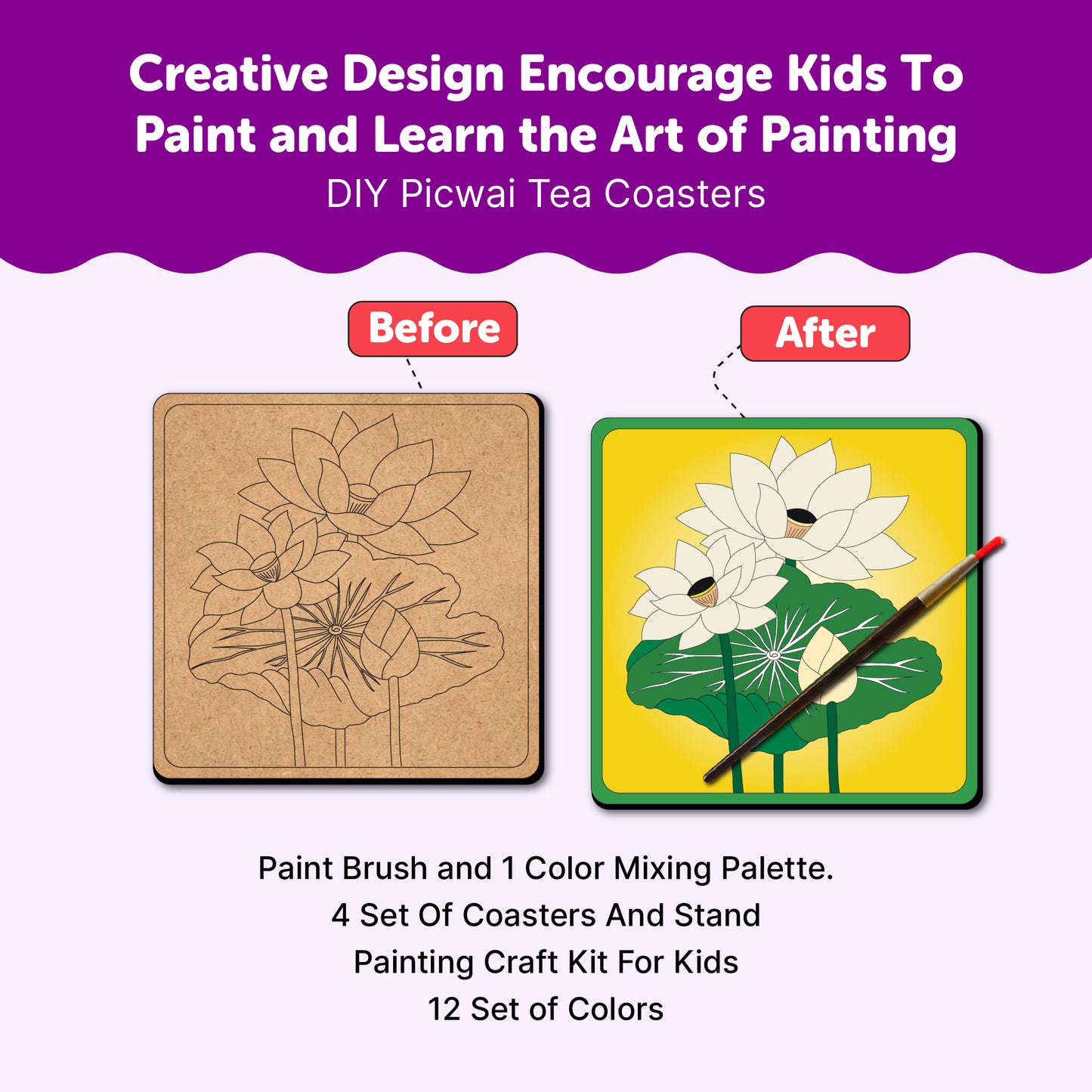 Mandala Art Kit for Adults | Tea Coasters Pichwai Theme Set of 4