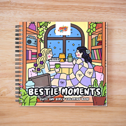 Bestie Moments – Cute & Girly Coloring Book | 12 Acrylic Marker - The Crafthives