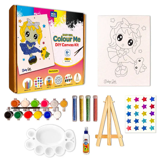 Baby Girl DIY Canvas Art and Paint Kit 6+ Years - The Crafthives