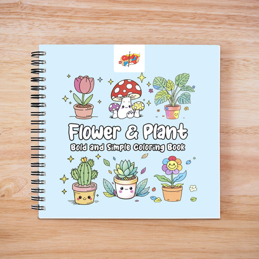 Flower & Plant Bold and Simple Coloring Book – With 12 Acrylic Markers - The Crafthives