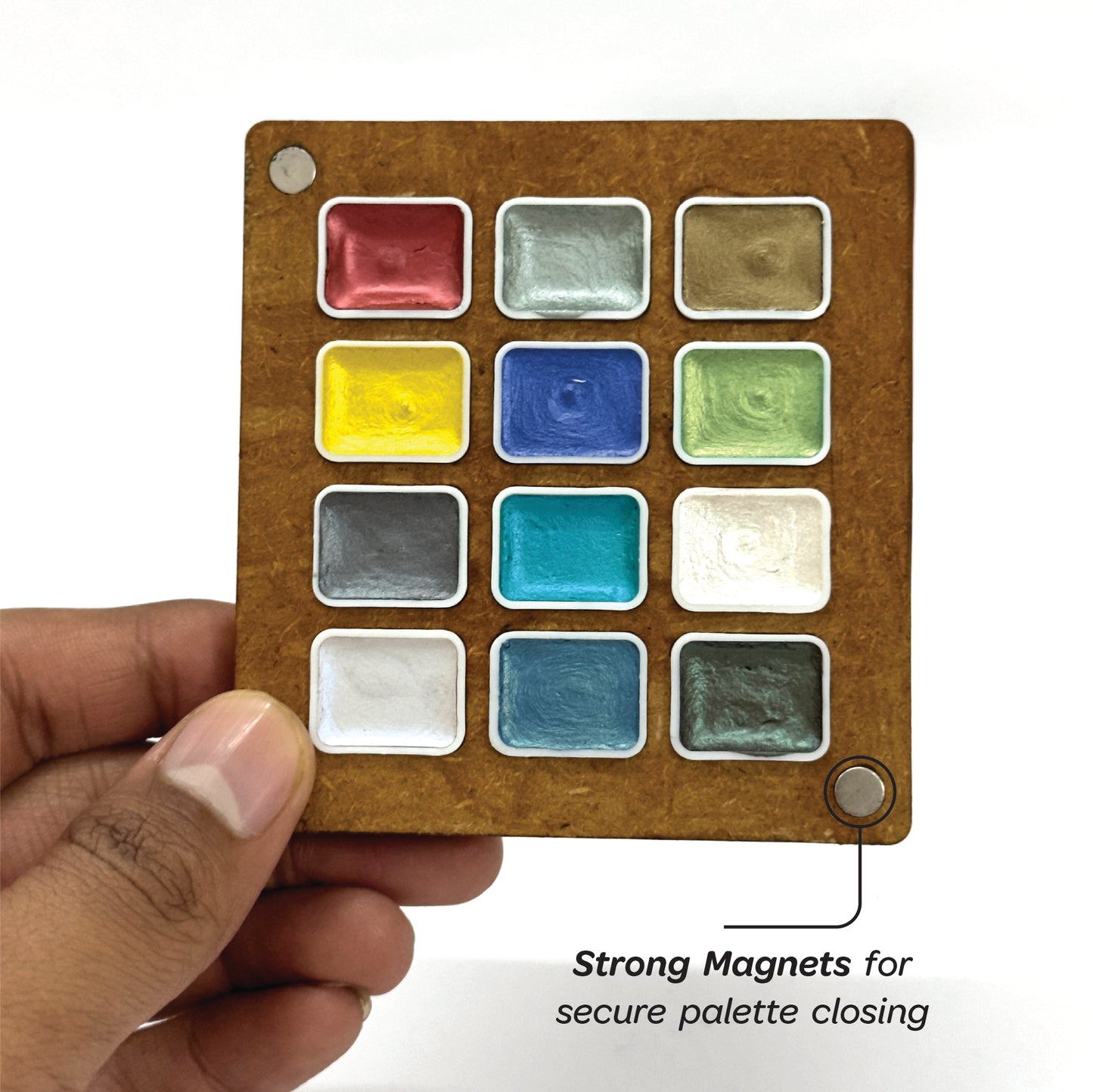 The Crafthives Metallic Watercolours Portable Palette | 12 Shades - The Crafthives