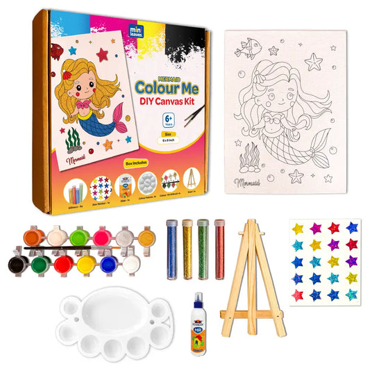 Colour Me Mermaid DIY Canvas Art Kit 6+ Years - The Crafthives