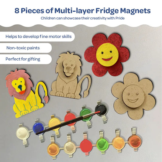 Fridge Magnets DIY Art and Craft Paint kit for Kids 4+ Years 8 Pieces - The Crafthives