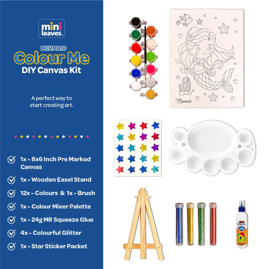 Colour Me Mermaid DIY Canvas Art Kit 6+ Years - The Crafthives