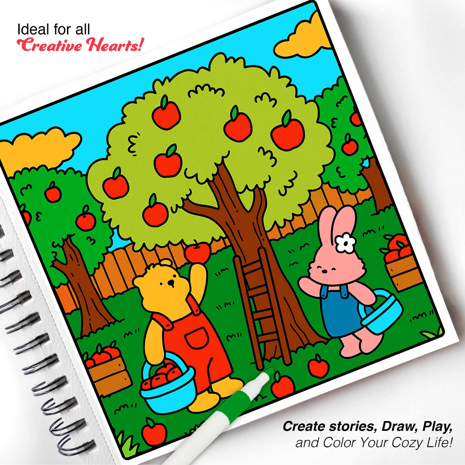 Comfortable Life – Cozy & Cute Coloring Book | 12 Acrylic Marker - The Crafthives