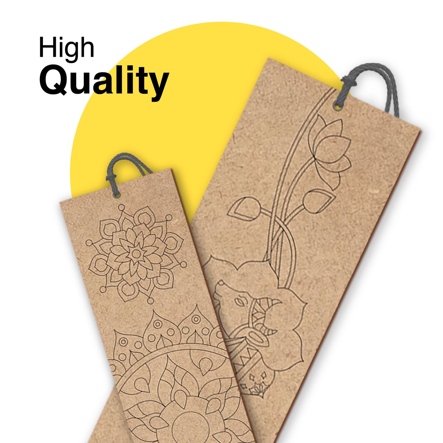 Set of 4 Wooden Bookmarks – Mandala & Pichwai Art