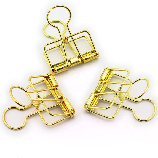 Golden Hollow Out Long Tail Wire Binder Clip-Set of 3