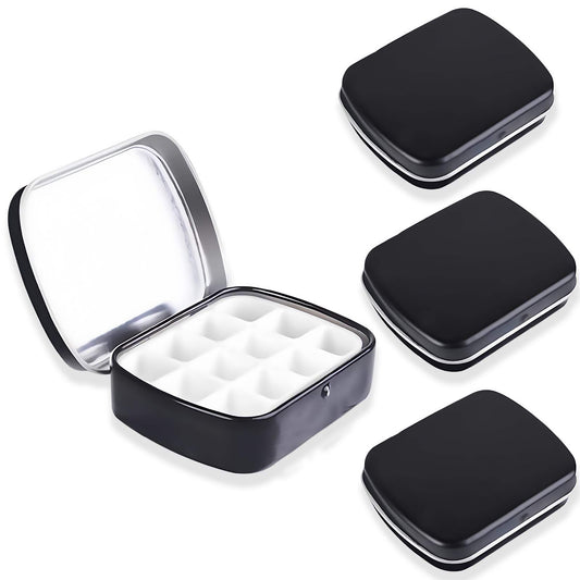 Mini Portable Color Storage Tin Box – 12-Well Refillable Palette for Artists