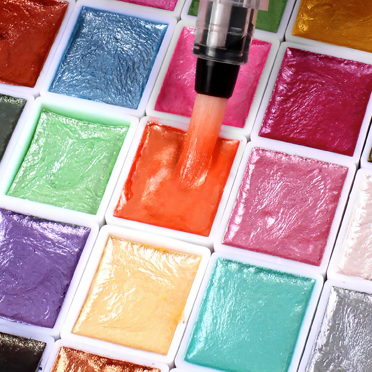 Vintage Metallic Shimmer Watercolor Set – 12 Solid Pans | Professional