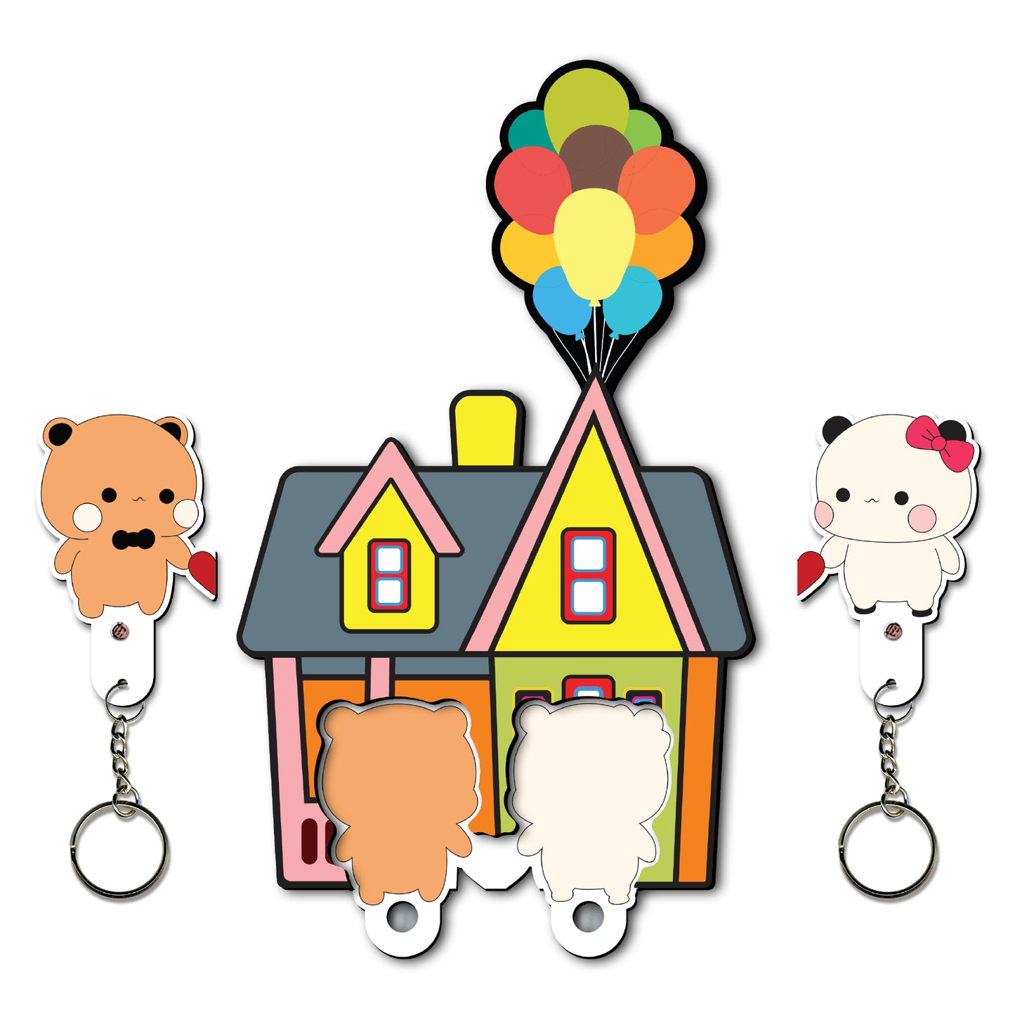Bubu Dudu Wooden Couple Keychain Holder