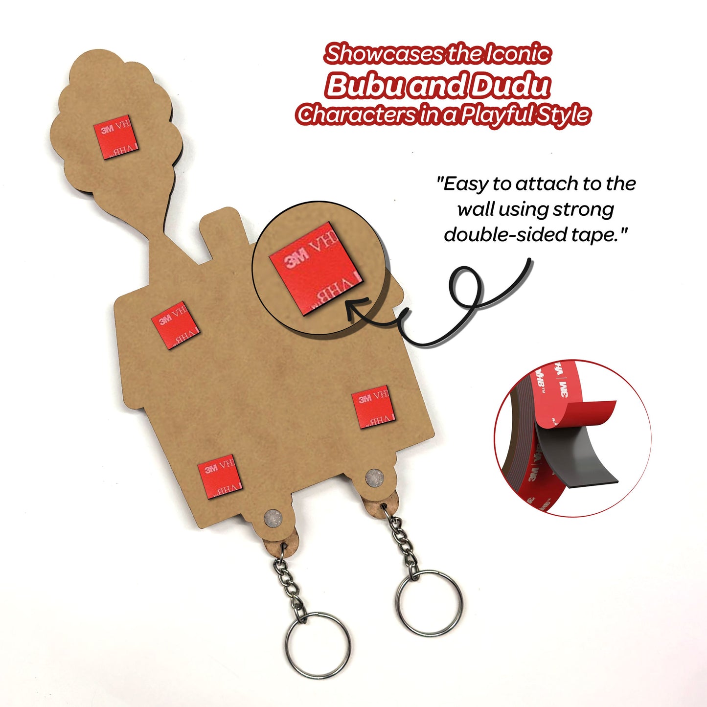 Bubu Dudu Wooden Couple Keychain Holder