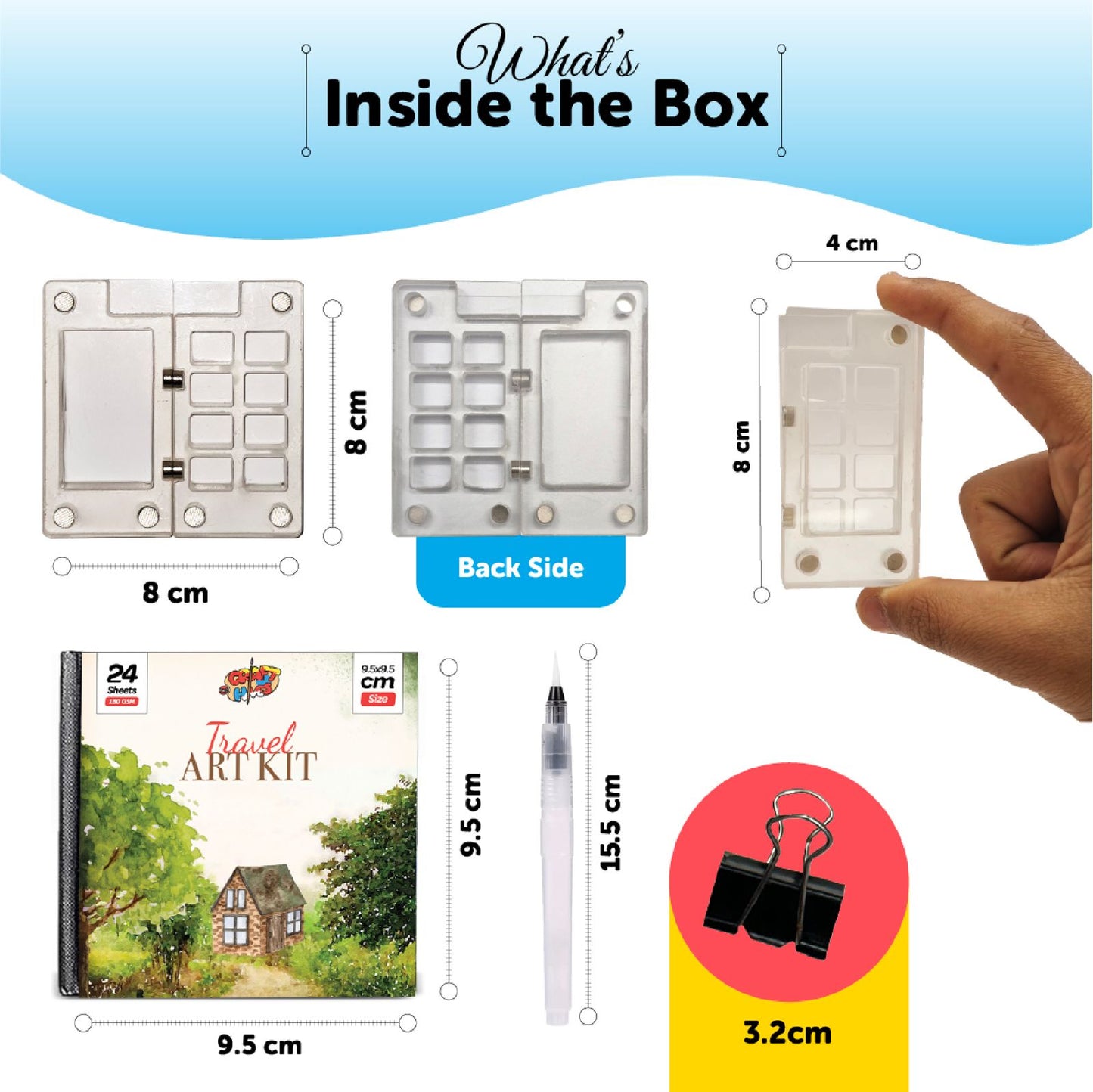 The Crafthives Mini Travel Art Kit- Acrylic (Water Colors Shades of 6)