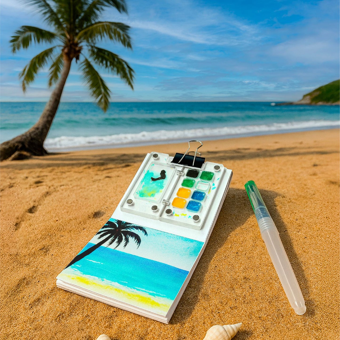 The Crafthives Mini Travel Art Kit- Acrylic (Water Colors Shades of 6)