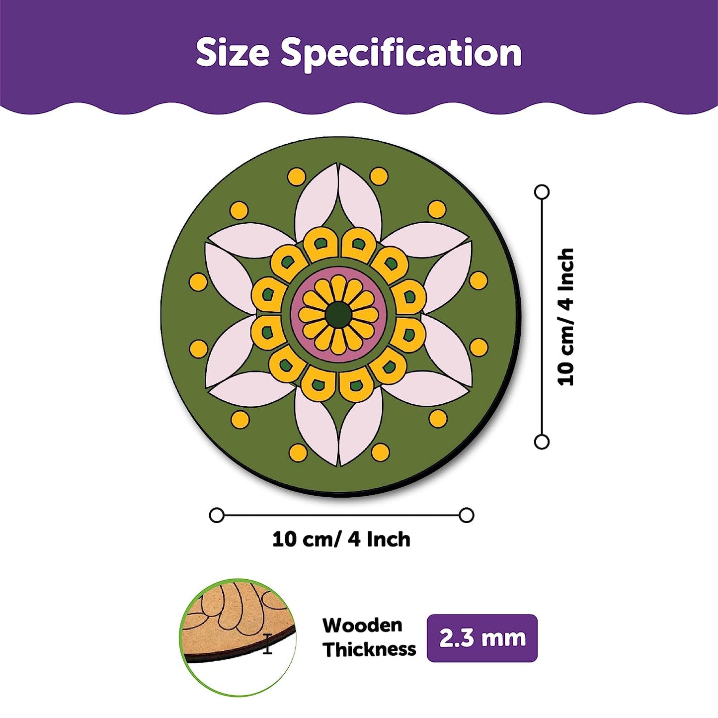 Mandala Paint Kit Tea Coasters Art and Craft Kit 6+ Years - Mini Leaves