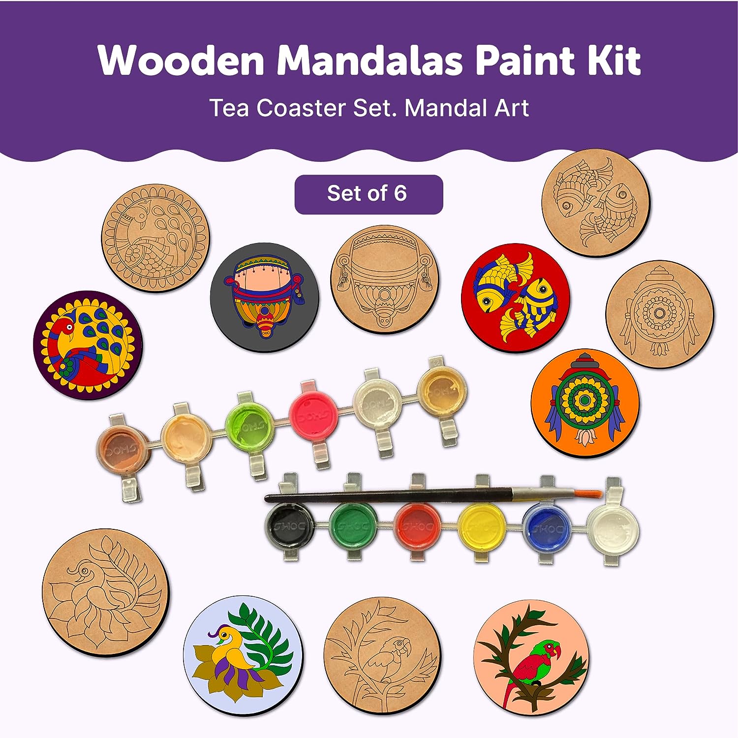 Mandala Tea Coasters Art and Craft Kit for 6+ Years- Beginner - The Crafthives