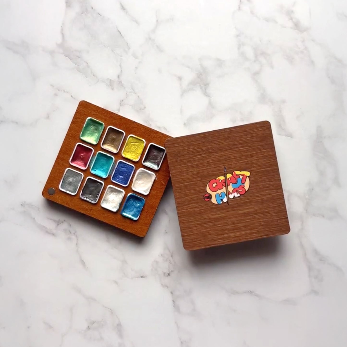 The Crafthives Metallic Watercolours Portable Palette | 12 Shades - The Crafthives