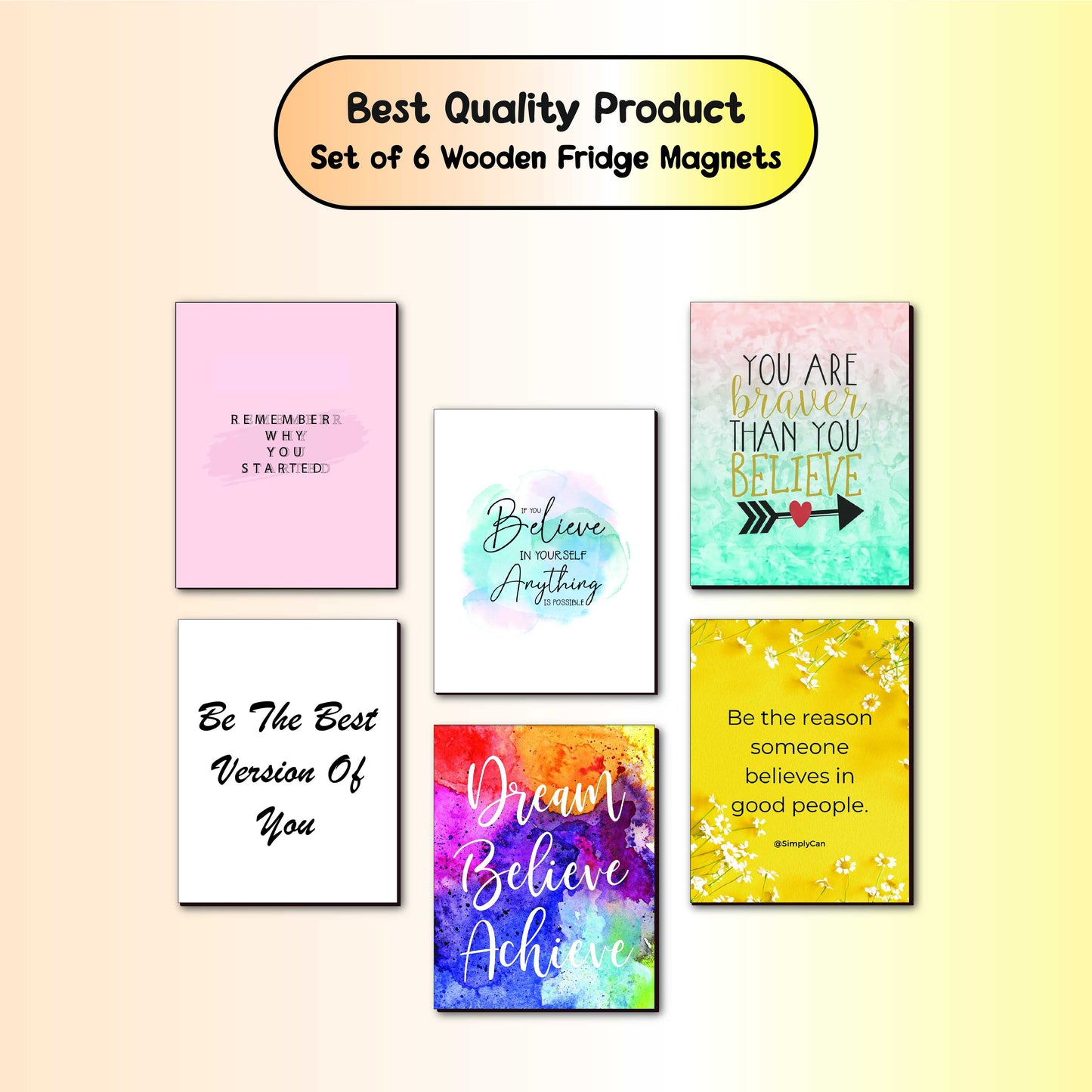 Motivational Quote Fridge Magnets – Set of 6