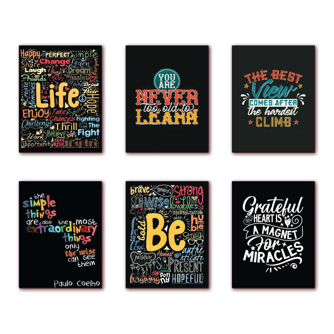 Inspirational Wooden Fridge Magnets – Set of 6 Motivational Quote Designs