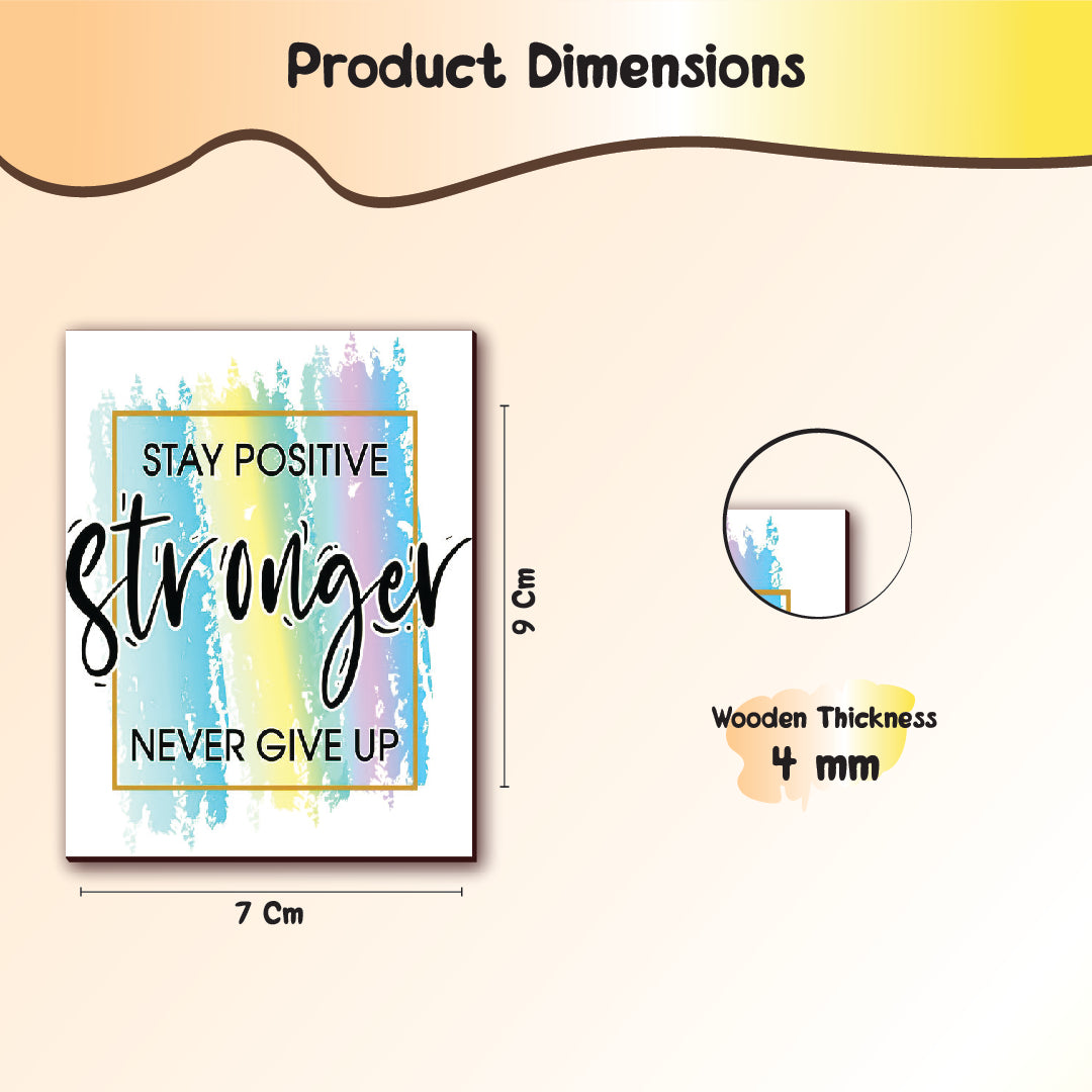 Motivational Wooden Fridge Magnets – Set of 6 | Positive Quotes & Colorful Designs | Home & Office Decor