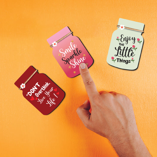 Jar Fridge Magnets – Set of 6 Motivational Wooden Magnets