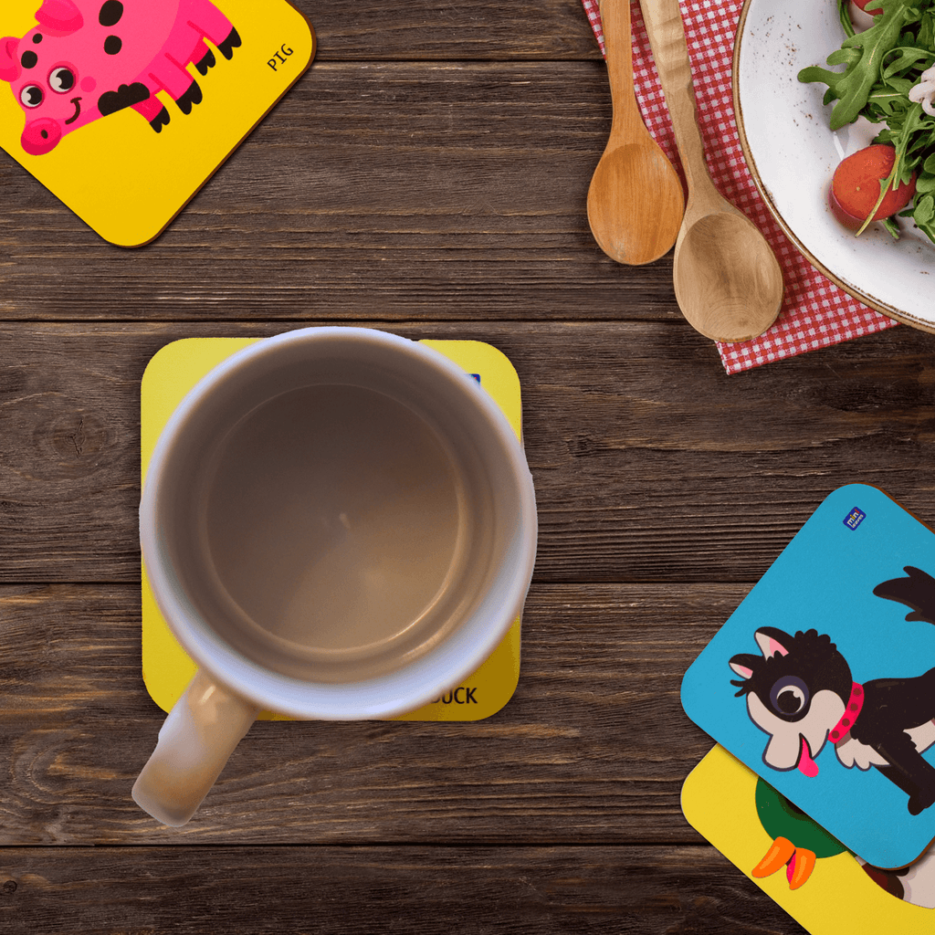 Animal Cartoons Inspired Printed Coasters Set of 4 - The Crafthives