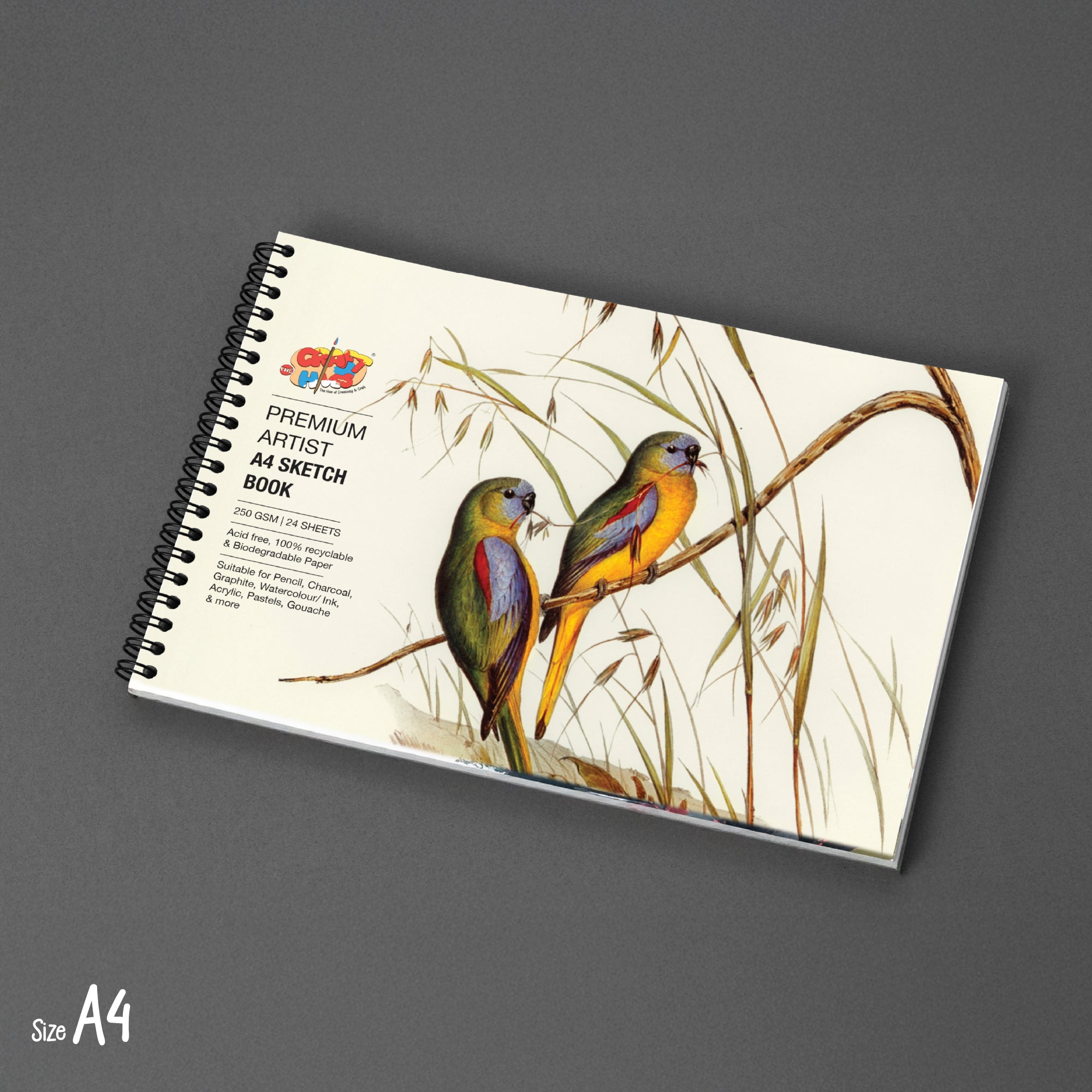 Artist Sketch Book – A4 Landscape | 250 GSM Premium Paper | Bird