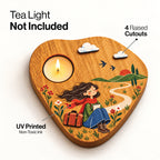 Wander & Wonder 3D Wooden Tealight Holder | Travel Girl Home Décor & Gift