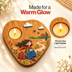 Wander & Wonder 3D Wooden Tealight Holder | Travel Girl Home Décor & Gift