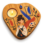 Colors of Joy 3D Wooden Tealight Holder | Artist Girl Aesthetic Room Décor & Gift