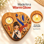 Colors of Joy 3D Wooden Tealight Holder | Artist Girl Aesthetic Room Décor & Gift