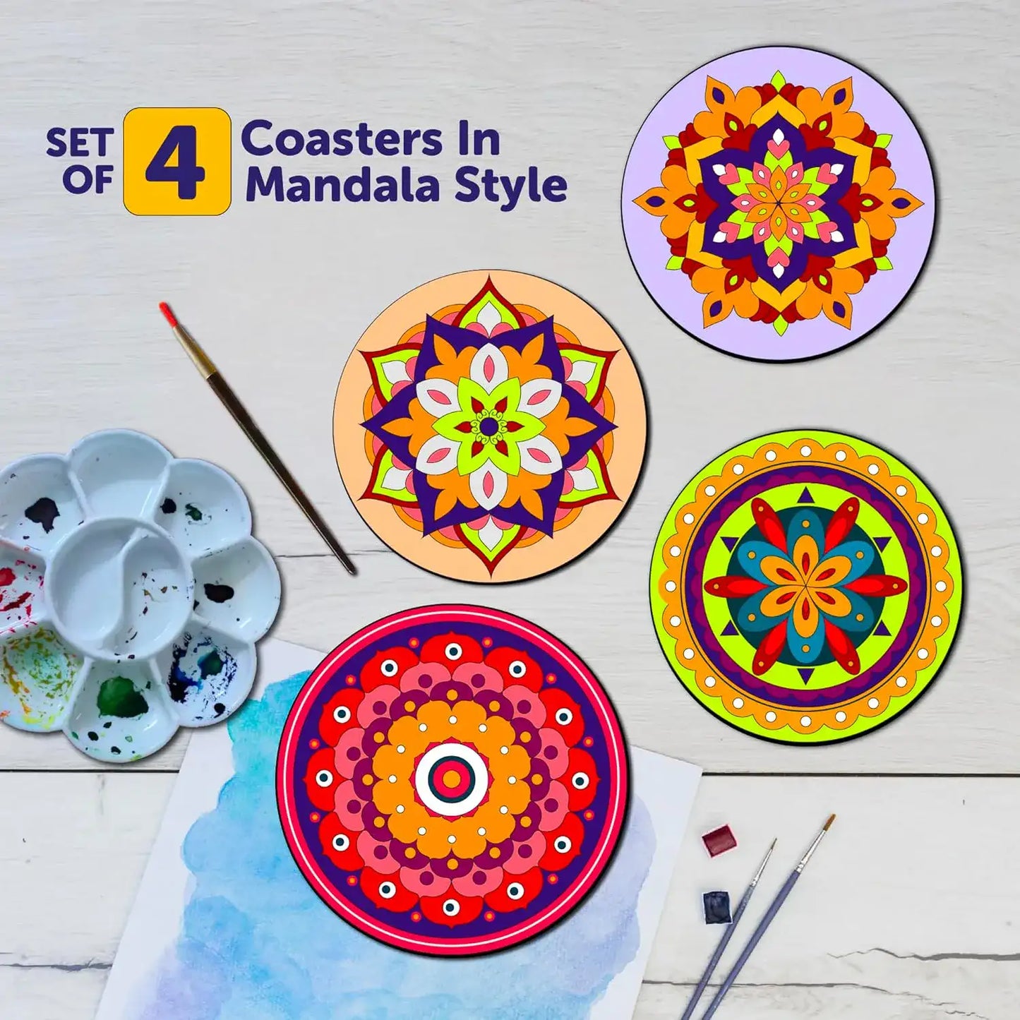 Mandala Painting Kit Tea Coaster Art and Craft Kit- Advanced Level 6+
