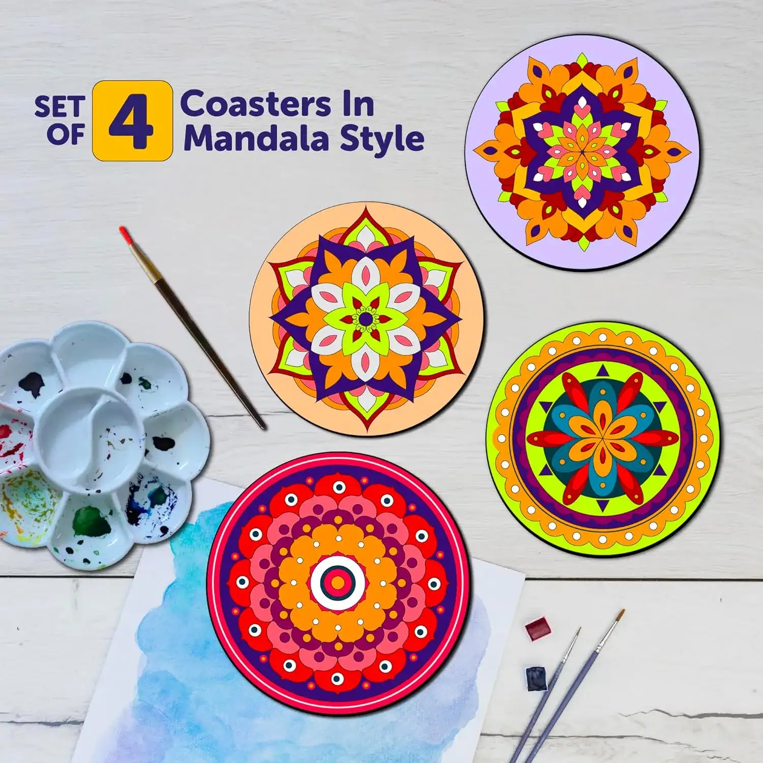 Mandala Painting Kit Tea Coaster Art and Craft Kit- Advanced Level 6+ - The Crafthives