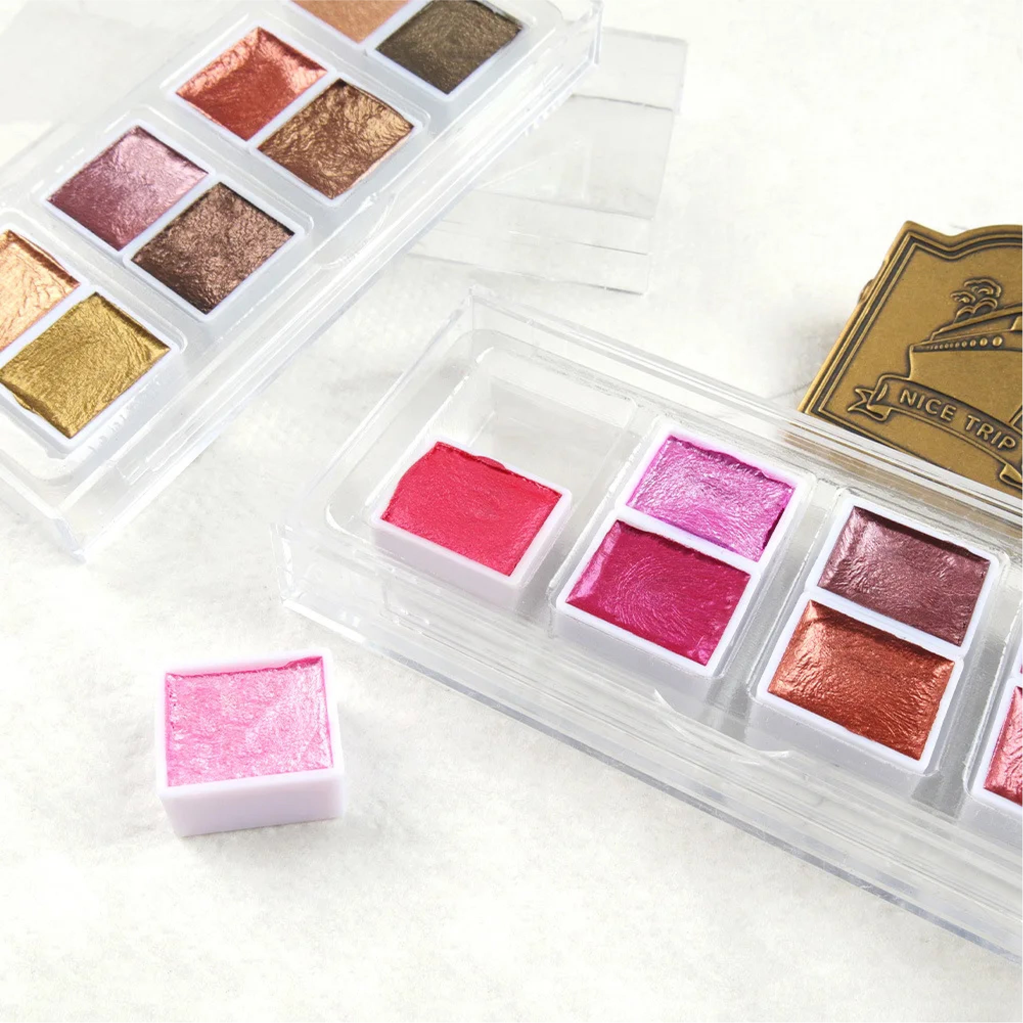 The Crafthives Shimmer Watercolor Set – Red Magic (8 Metallic Pearlescent Shades)