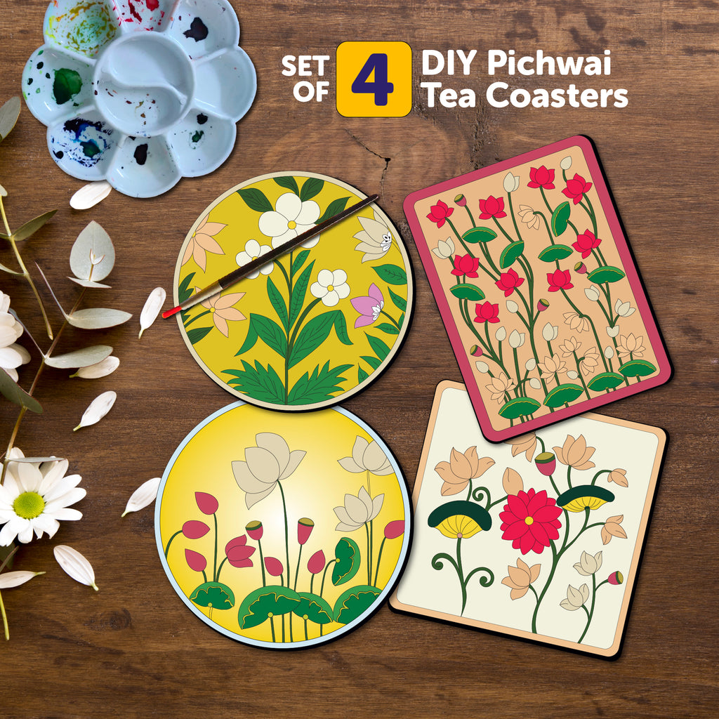 Pichwai Art Kit - Advanced DIY Tea Coaster Set of 4