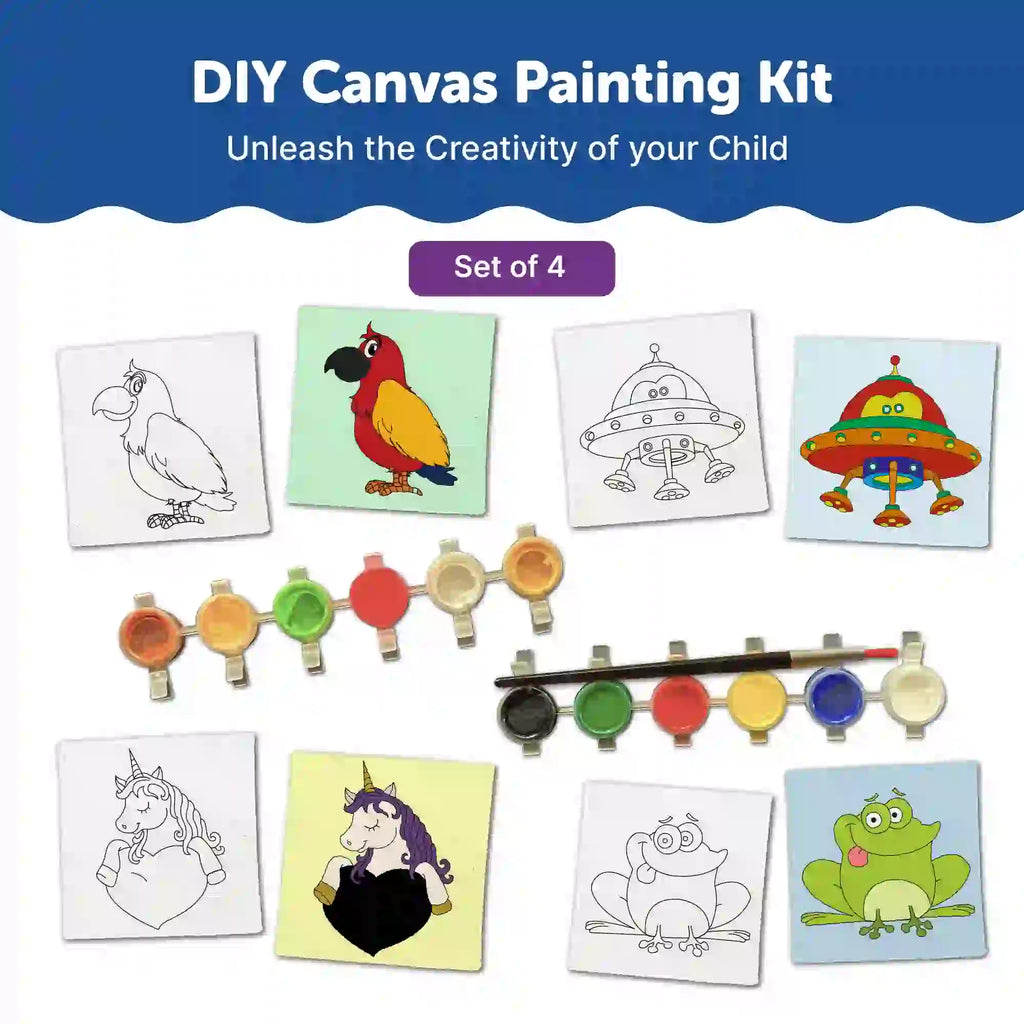 Canvas Craft Art Paint Kit for Beginner 4 to 6 Years- Set of 4 - The Crafthives