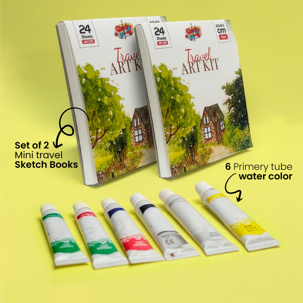 Combo Pack- Mini Travel Sketch Book (Pack of 2 ) & Water Colors
