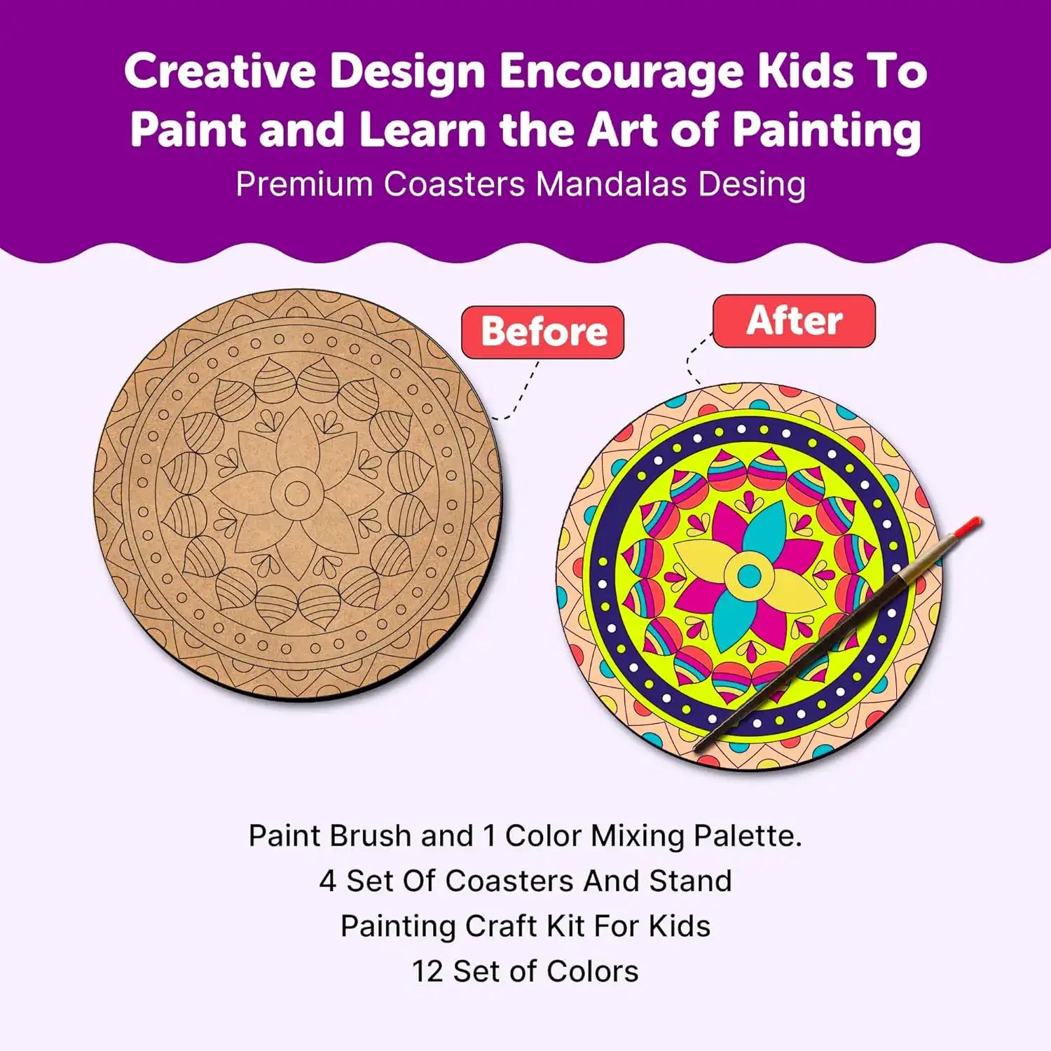 Mandala Painting Kit Tea Coaster Art and Craft Kit- Advanced Level 6+ - The Crafthives