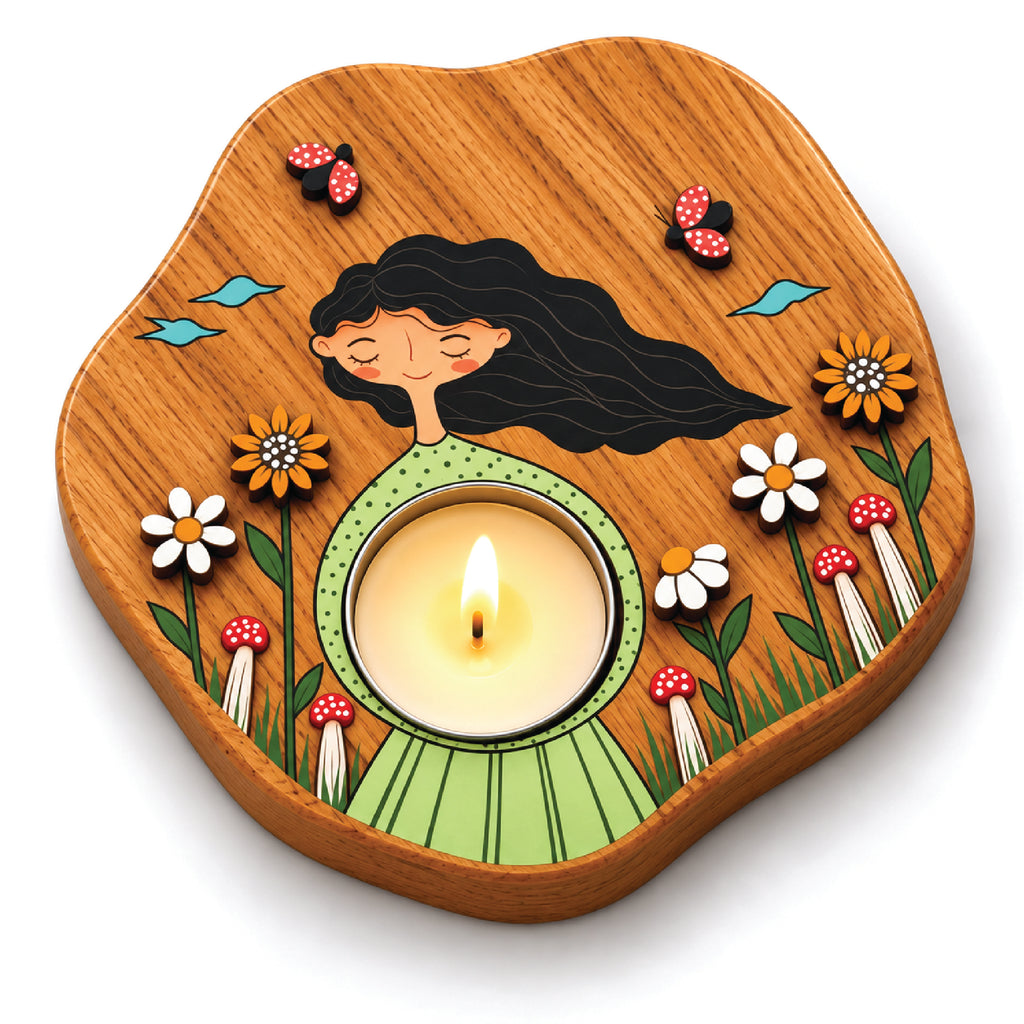 Bloom & Be You 3D Wooden Tealight Holder | Aesthetic Girl Room Décor & Gift