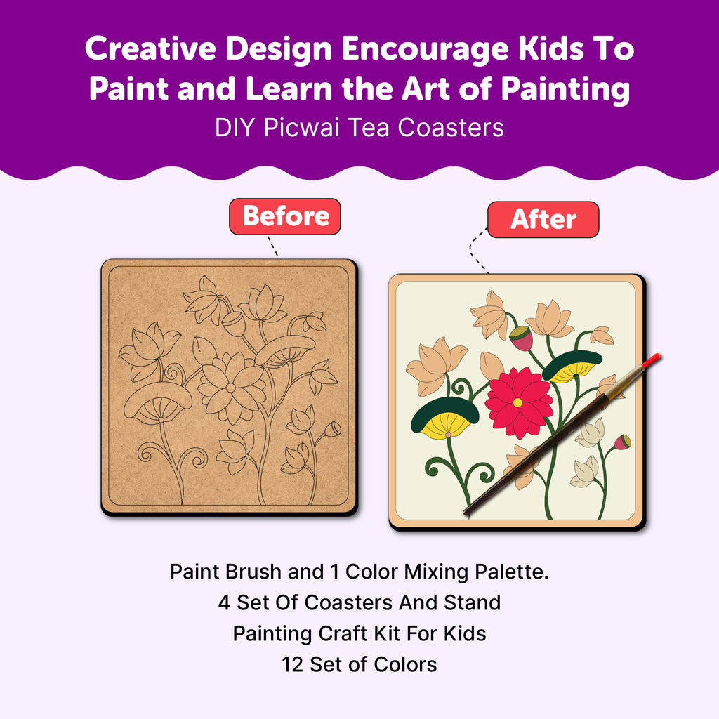 Pichwai Art Kit - Advanced DIY Tea Coaster Set of 4