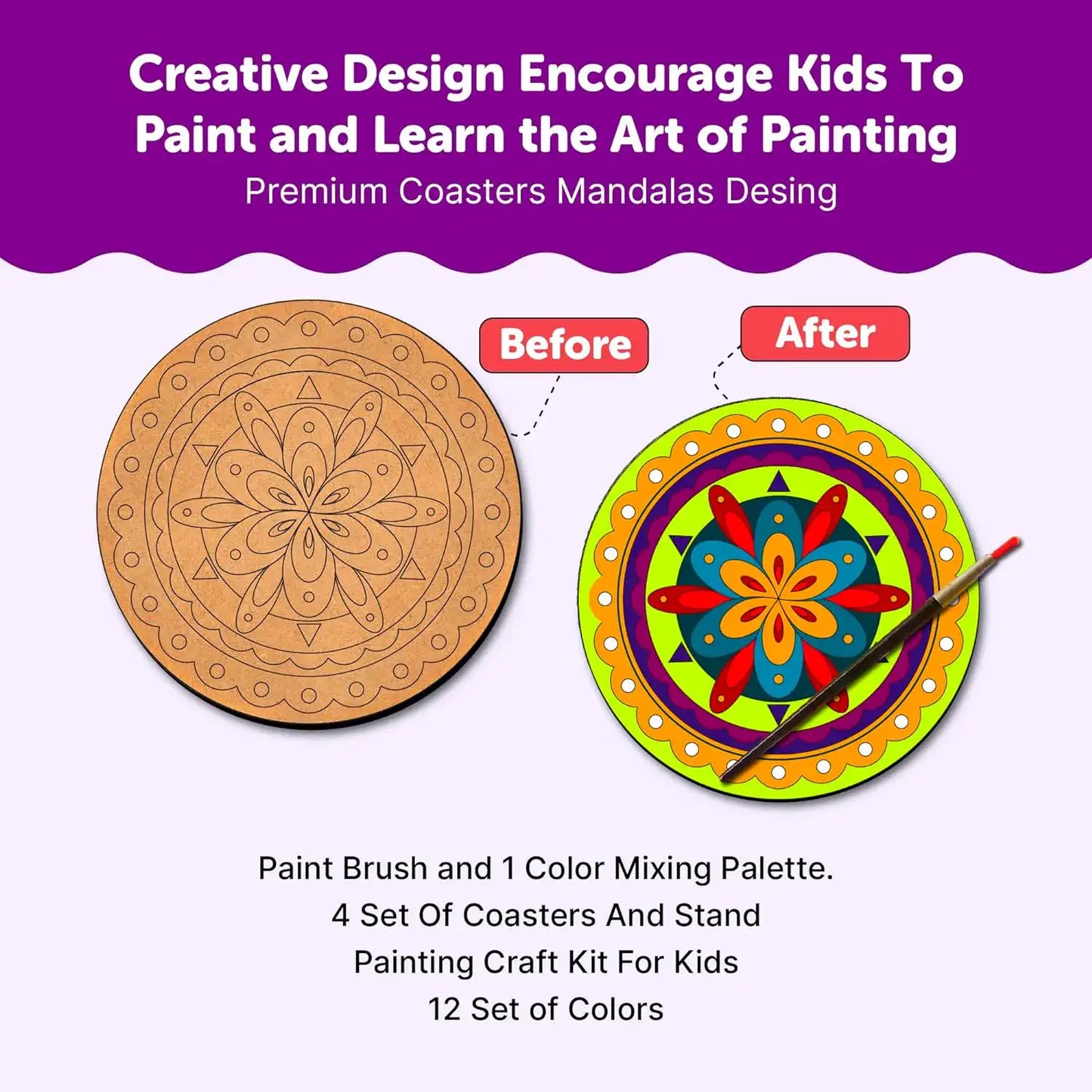 Mandala Painting Kit Tea Coaster Art and Craft Kit- Advanced Level 6+