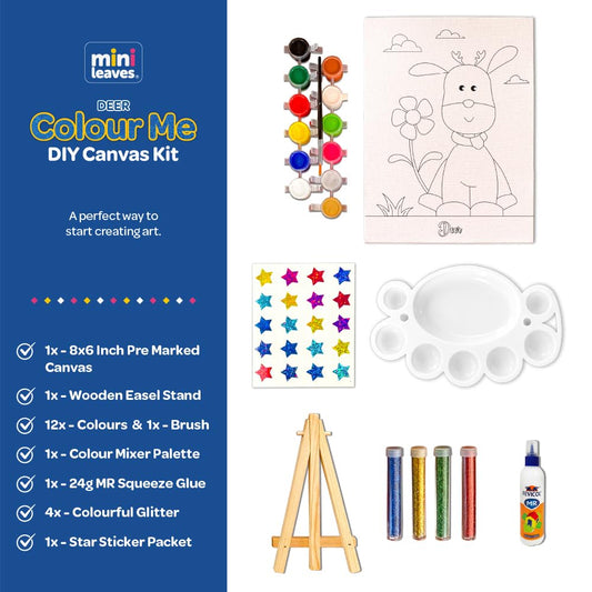 Color Me Deer DIY Canvas Art Kit for 6+ years - The Crafthives