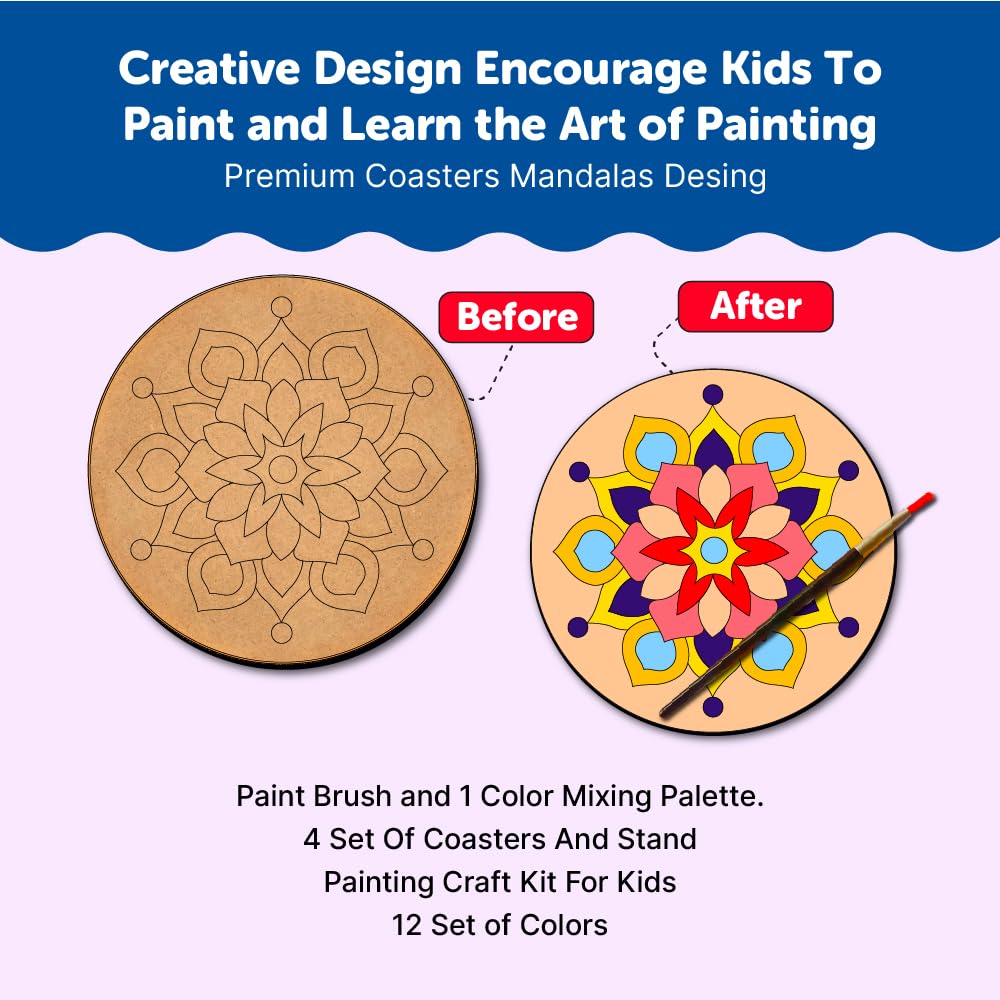 Mandala Tea Coaster Art and Craft Kit- Advanced Level 6+ - The Crafthives