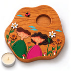 Together in Bloom 3D Wooden Tealight Holder | Romantic Couple Décor & Gift