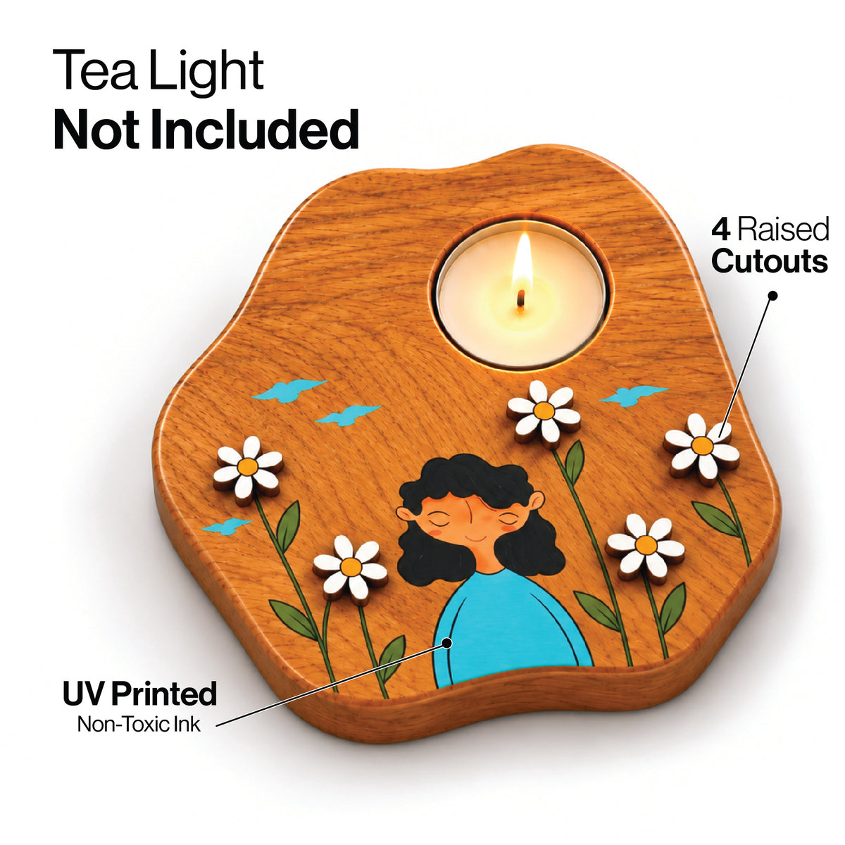 Bloom in Your Own Way – 3D Wooden Tealight Holder | Aesthetic Girl Décor