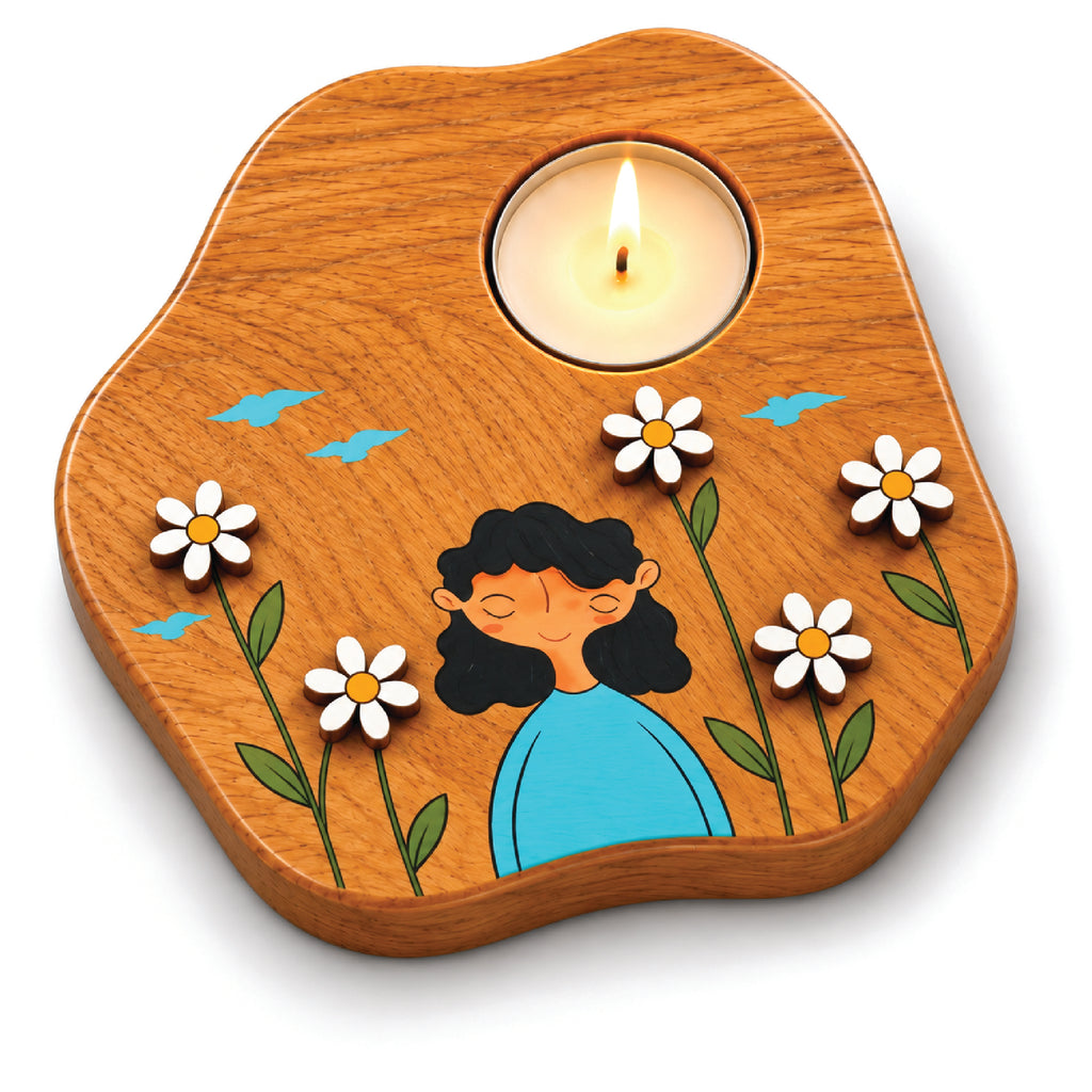 Bloom in Your Own Way – 3D Wooden Tealight Holder | Aesthetic Girl Décor