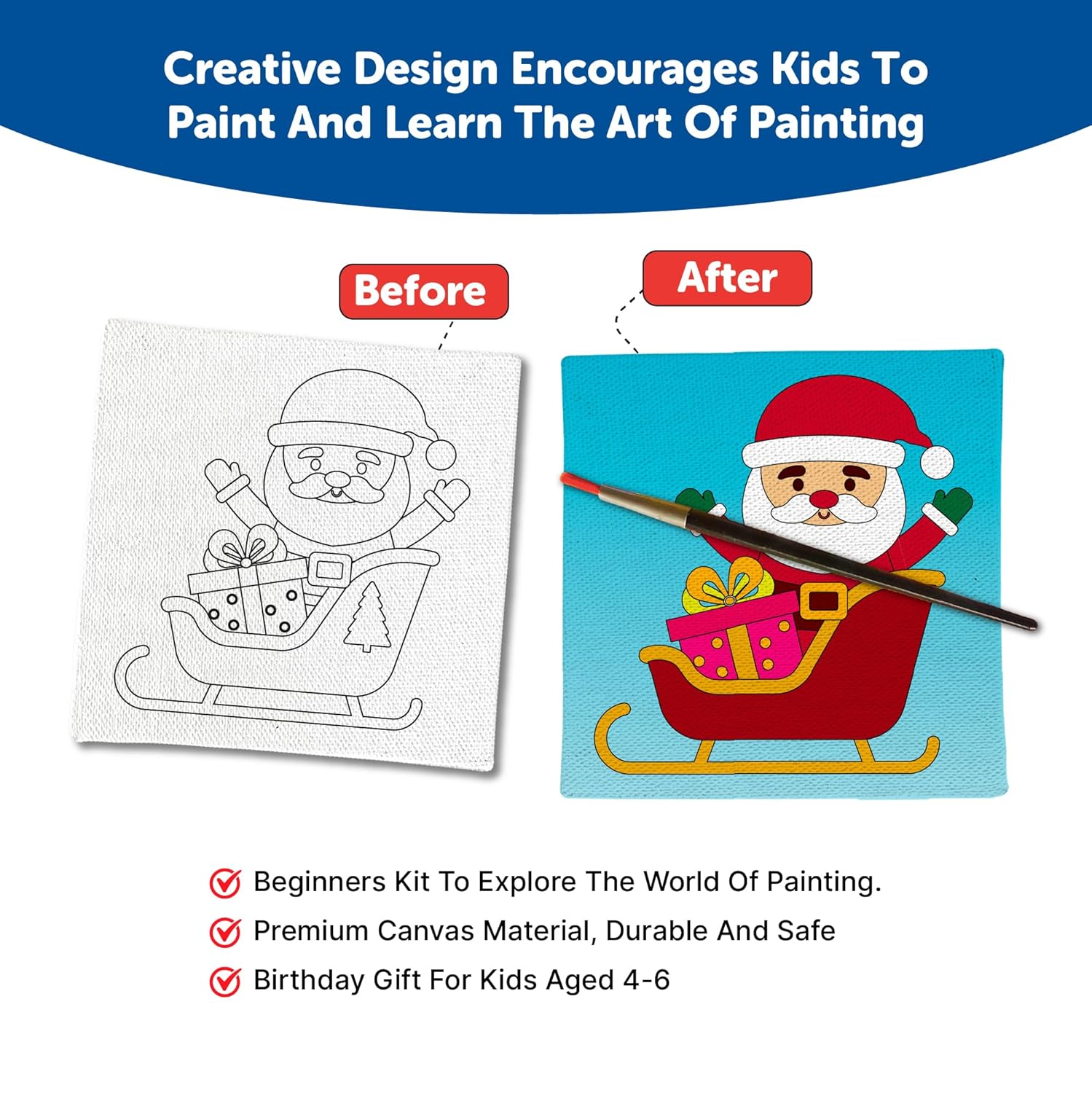 Mini Canvas Art Kit for 4 - 6 Years Set of 4 - The Crafthives