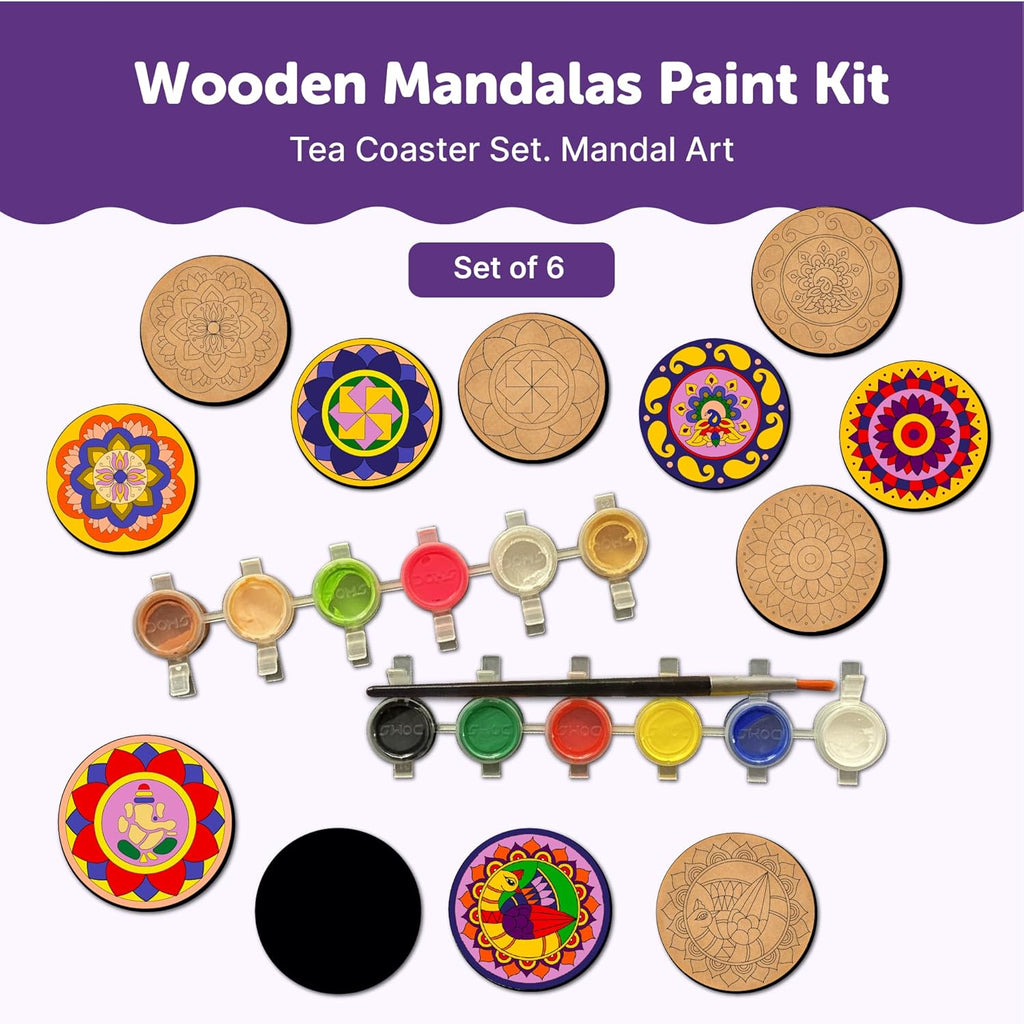 Mandala Tea Coasters Art and Craft Kit 6+ Years- Beginner - The Crafthives