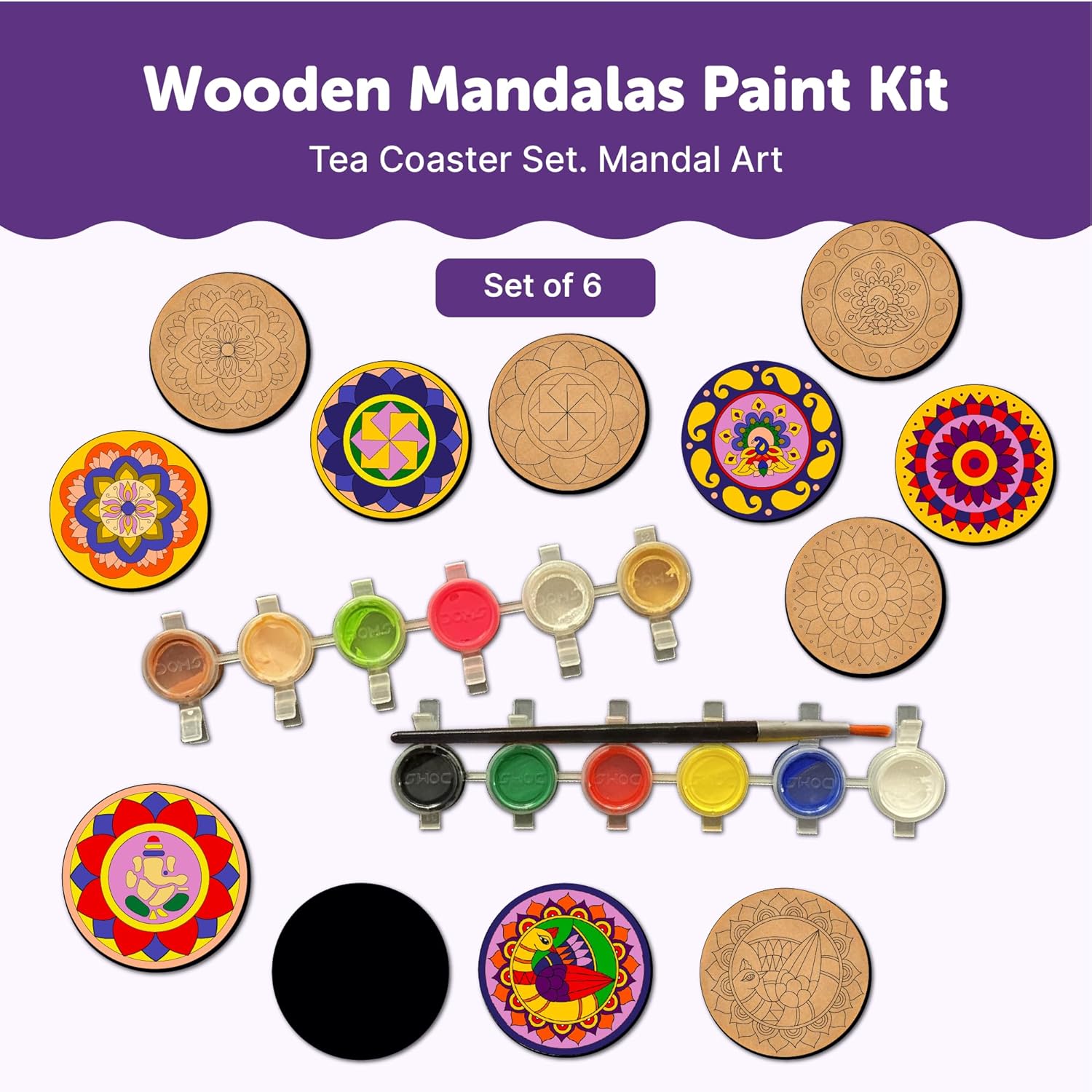 Mandala Tea Coasters Art and Craft Kit 6+ Years- Beginner - The Crafthives