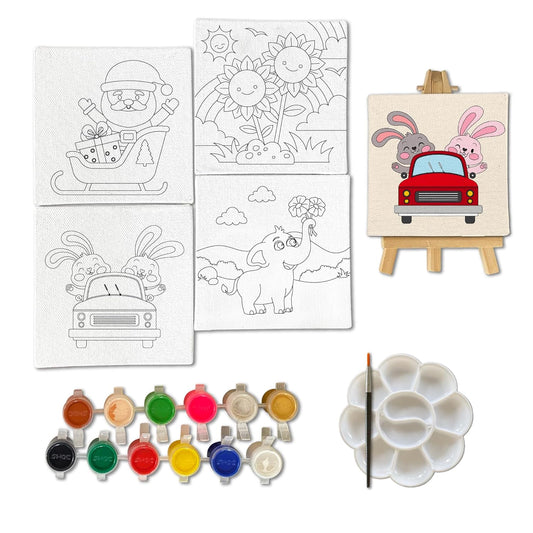 Mini Canvas Art Kit for 4 - 6 Years Set of 4 - The Crafthives